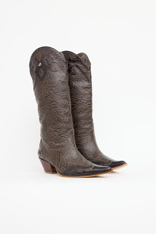 Carmen Steffens Leather Textured Cowboy Boot