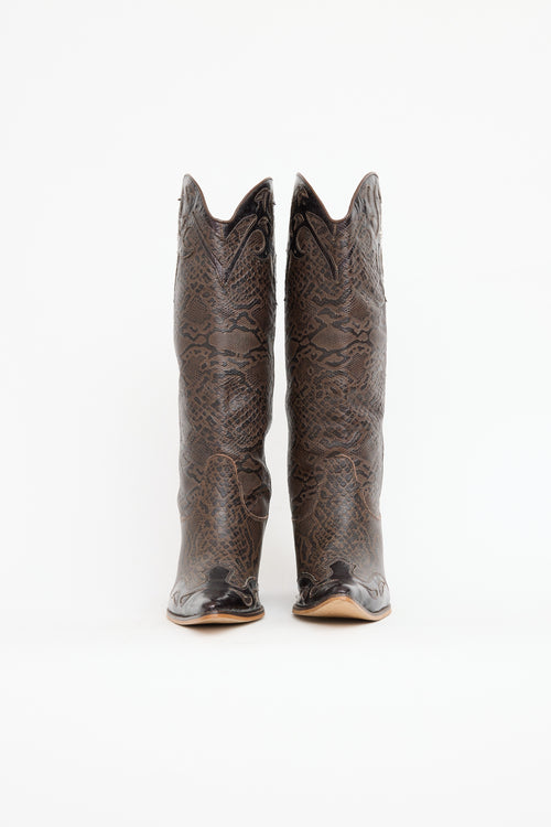 Carmen Steffens Leather Textured Cowboy Boot