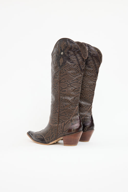 Carmen Steffens Leather Textured Cowboy Boot