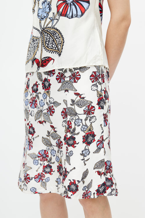 Carolina Herrera White 
Multi Floral  Dress