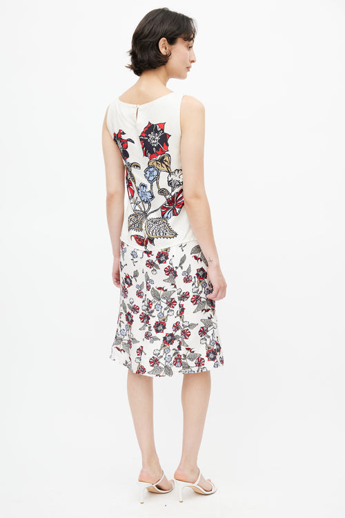 Carolina Herrera White 
Multi Floral  Dress