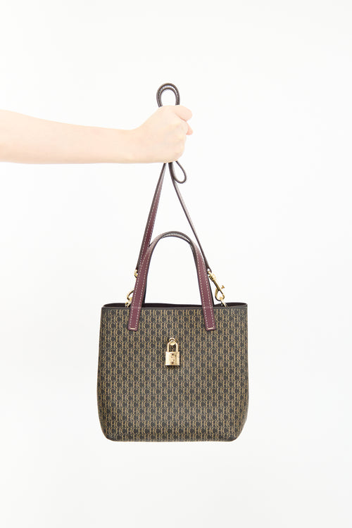 Carolina Herrera Brown Monogram Matryoshka Locked Bag