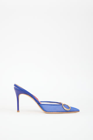 Carolina Herrera Purple 
Blue Mesh Insignia 80 Heel