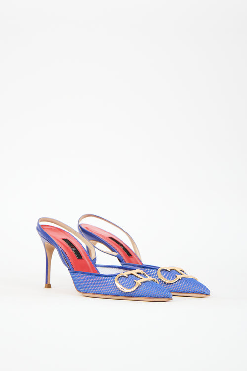 Carolina Herrera Purple 
Blue Mesh Insignia 80 Heel