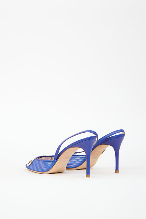 Carolina Herrera Purple 
Blue Mesh Insignia 80 Heel