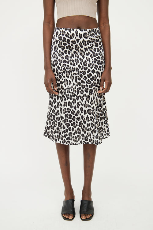 Caroline Constas Black, White 
Grey Silk Print Midi Skirt