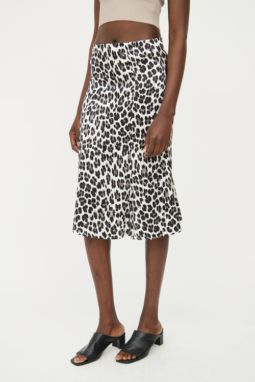 Caroline Constas Black, White 
Grey Silk Print Midi Skirt