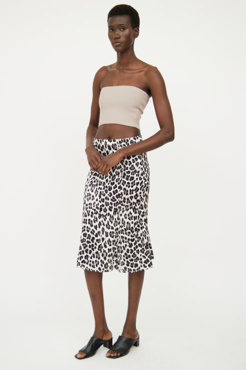 Caroline Constas Black, White 
Grey Silk Print Midi Skirt