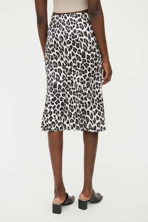 Caroline Constas Black, White 
Grey Silk Print Midi Skirt