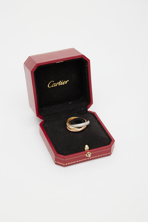 Cartier 18K Tricolour Gold 
Diamond Trinity Ring