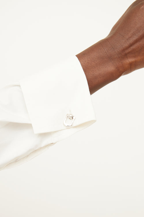 Cartier Sterling Silver Elongated C Cufflinks