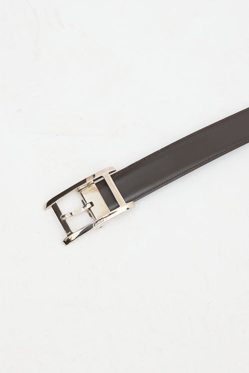 Cartier Black 
Brown Leather Reversible Tank De Cartier Belt