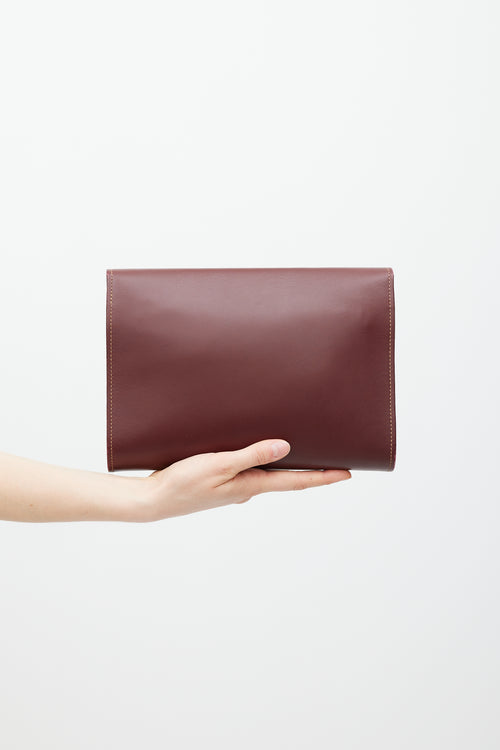 Cartier Burgundy Leather Flap Clutch