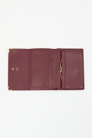 Cartier Vintage Burgundy Leather Trifold Logo Wallet