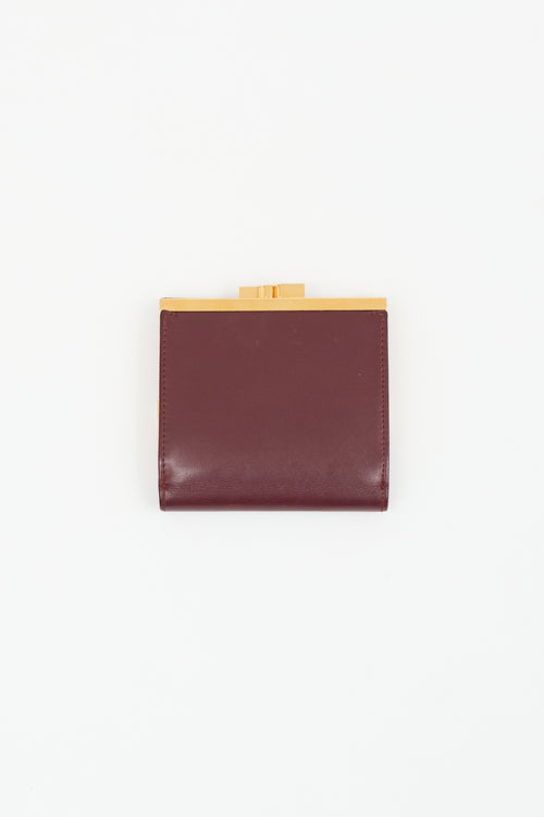 Cartier Vintage Burgundy Leather Long Trifold Logo Wallet