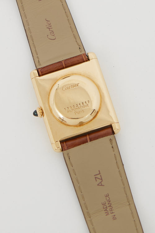 Cartier 18K Yellow Gold Tank Louis Alligator Watch