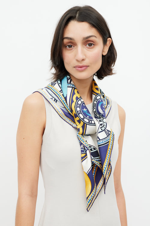 Cartier Blue 
Multicolour Sundial Scarf