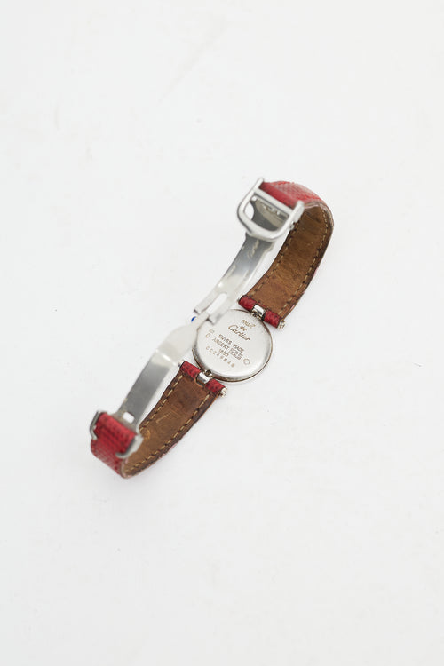 Cartier Sterling Silver 
Red Leather Must De Vermeil Watch