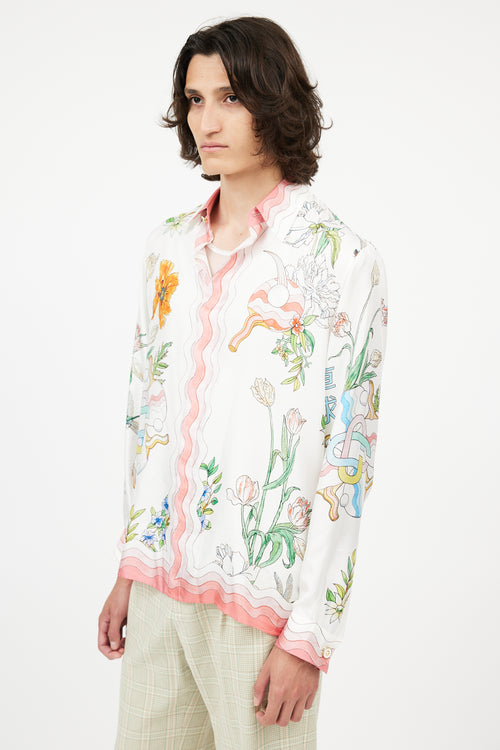 Casablanca White 
Multi Silk Floral Shirt