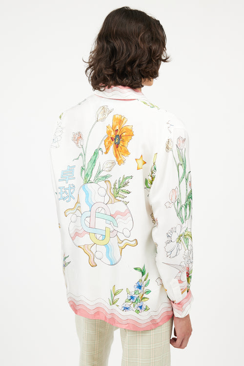 Casablanca White 
Multi Silk Floral Shirt