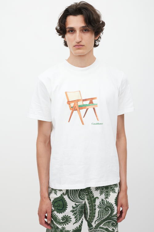 Casablanca White 
Multicolour Chair Logo T-Shirt