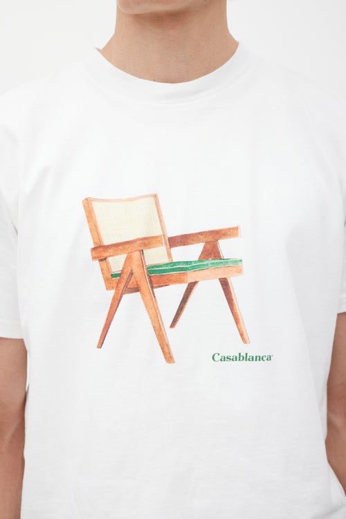 Casablanca White 
Multicolour Chair Logo T-Shirt