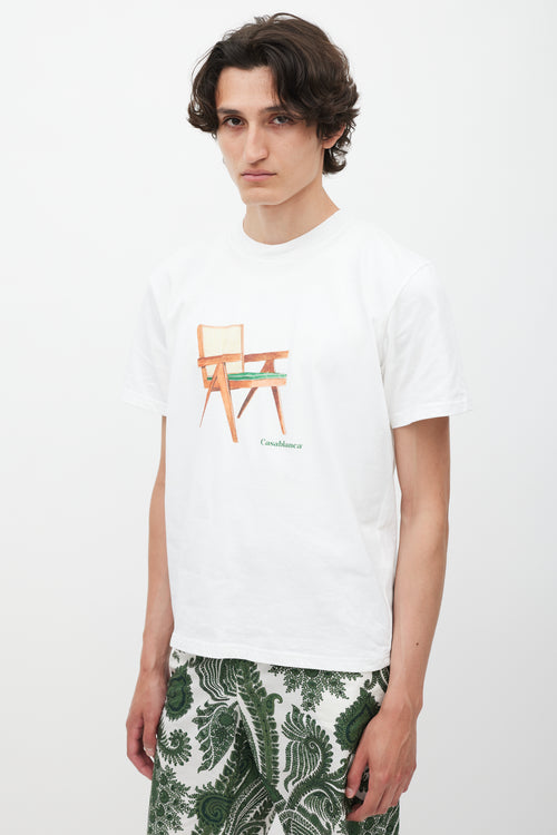 Casablanca White 
Multicolour Chair Logo T-Shirt