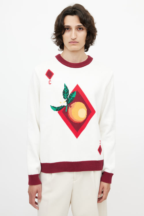 Casablanca White 
Multicolour Tangerine Knit Sweater