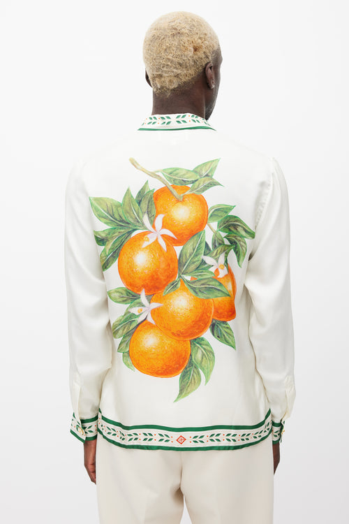 Casablanca White 
Multicolour Tangerine Silk Shirt