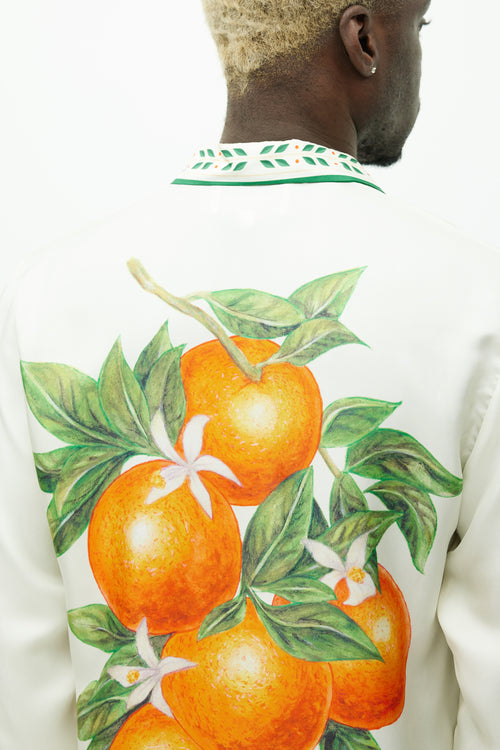 Casablanca White 
Multicolour Tangerine Silk Shirt