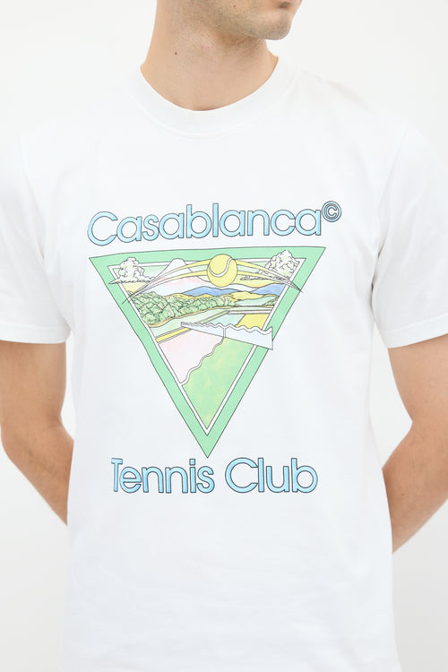 Casablanca White 
Multicolour Tennis Club Icon Graphic T-Shirt