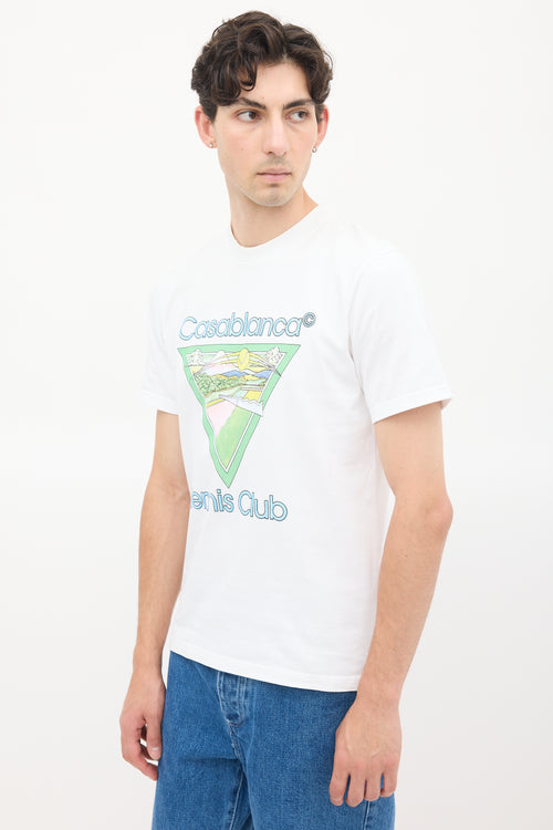 Casablanca White 
Multicolour Tennis Club Icon Graphic T-Shirt