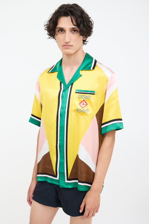 Casablanca Yellow 
Mulitcolour Silk Geometric Casa Sport Shirt