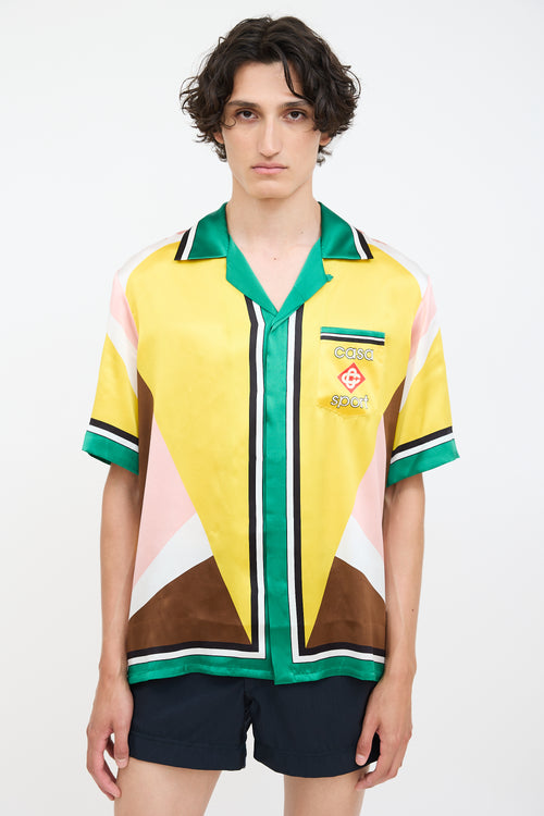 Casablanca Yellow 
Mulitcolour Silk Geometric Casa Sport Shirt