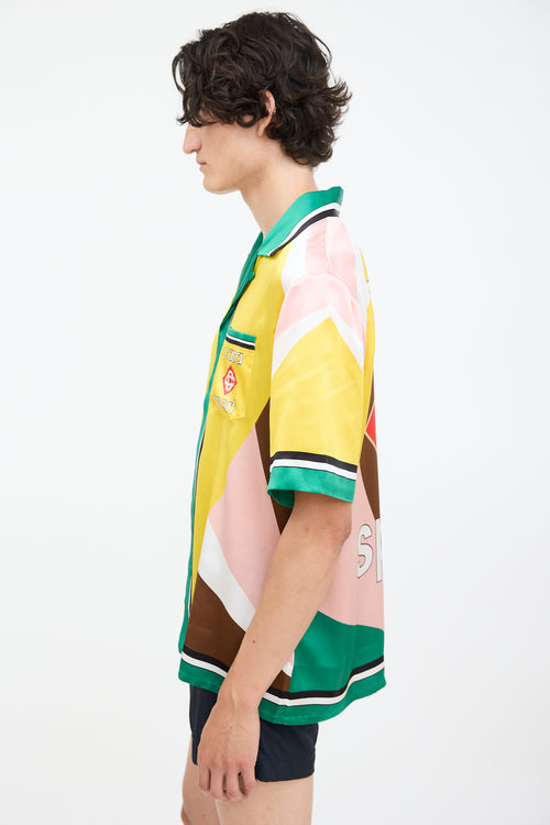 Casablanca Yellow 
Mulitcolour Silk Geometric Casa Sport Shirt