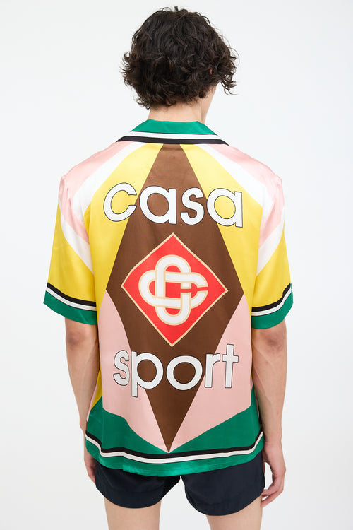 Casablanca Yellow 
Mulitcolour Silk Geometric Casa Sport Shirt