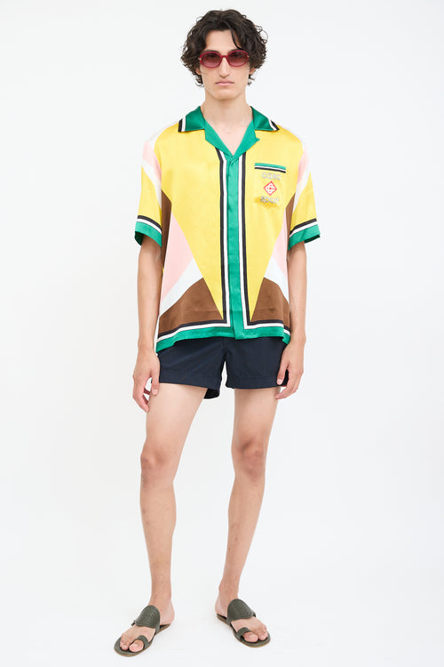 Casablanca Yellow 
Mulitcolour Silk Geometric Casa Sport Shirt