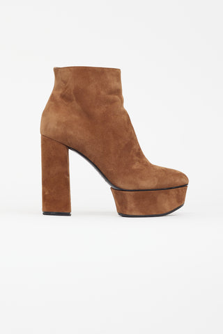 Casadei Brown Suede Platform Heeled Boot