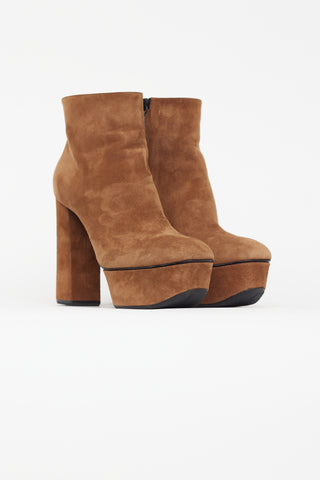 Casadei Brown Suede Platform Heeled Boot