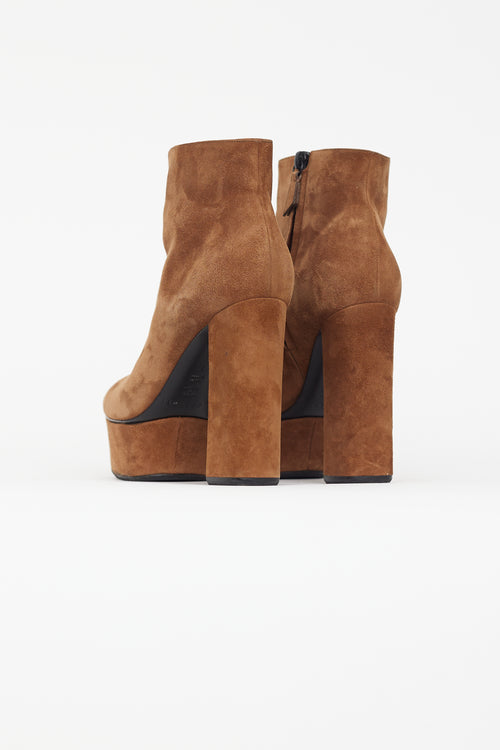 Casadei Brown Suede Platform Heeled Boot