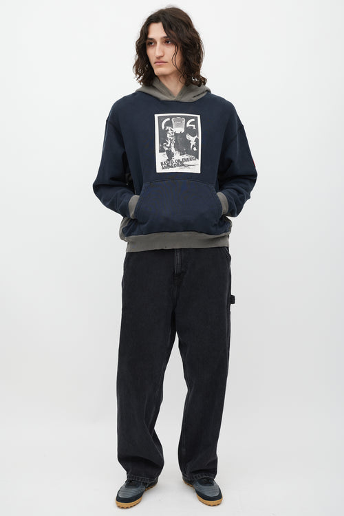 Cav Empt Navy 
Grey Graphic Patch Hoodie