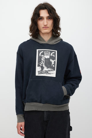 Cav Empt Navy 
Grey Graphic Patch Hoodie