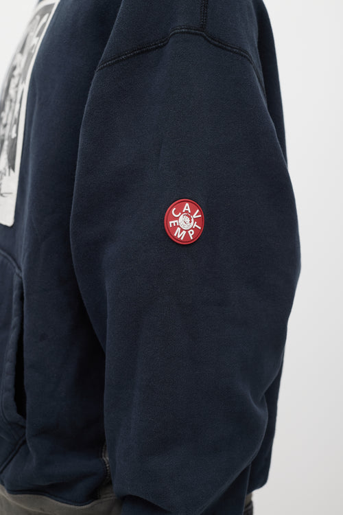 Cav Empt Navy 
Grey Graphic Patch Hoodie