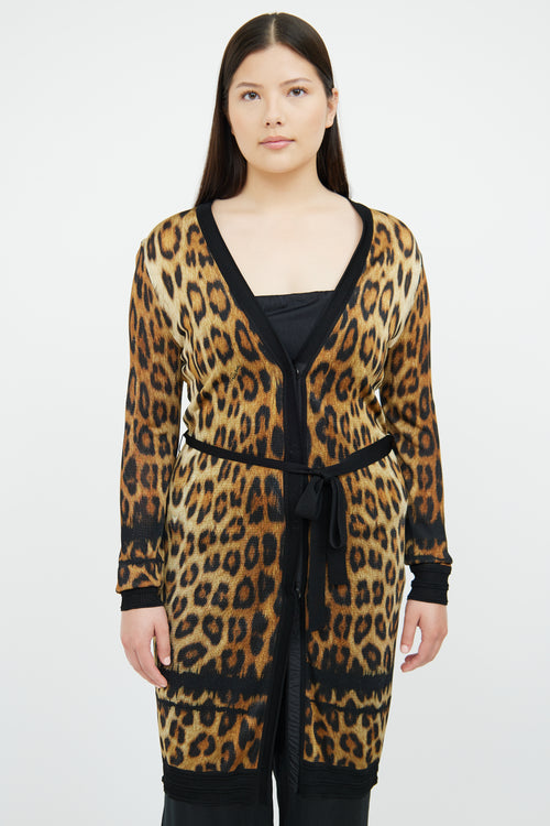 Roberto Cavalli Brown 
Black Print Long Sleeve Cardigan