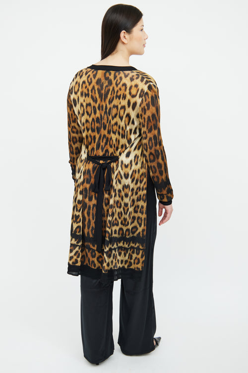 Roberto Cavalli Brown 
Black Print Long Sleeve Cardigan