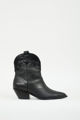 Caverley Black Leather Western Boot