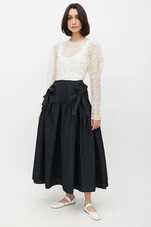 Cecilie Bahnsen Black Crepe Bow Skirt