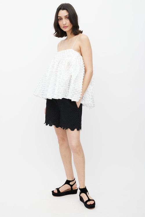 Cecilie Bahnsen Black Scallloped Kim Shorts