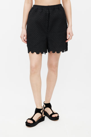 Cecilie Bahnsen Black Scallloped Kim Shorts