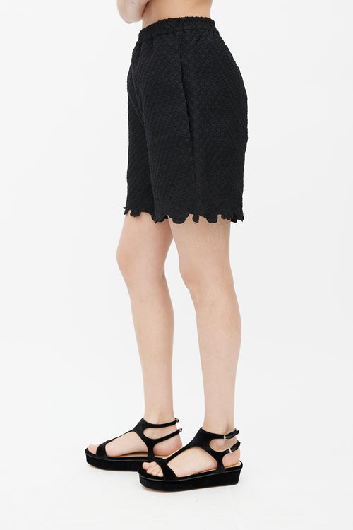 Cecilie Bahnsen Black Scallloped Kim Shorts